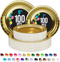 Party Solids Exquisite Gold Mixed Paper Plates - 7 & 9 200 Pack (100 Each) 350 GSM by PartySolids