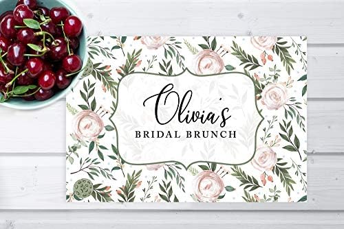 Andaz Press Custom Personalized Disposable Paper Placemats, 12 x 18 Inch, Set of 25, Custom Bridal Shower Navy Blue Floral, Tableware, Dining, Tabletop, Table Setting for Bridal Shower - Image 4