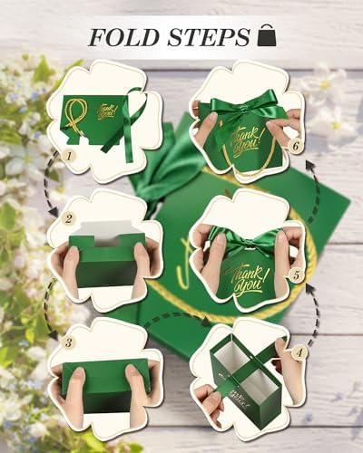 EQOREIIN 100 Pack Small Thank You Gift Bags with Handles & Ribbon, Green - Image 5