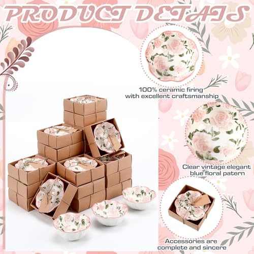 SiliFine 24 Pcs Rose Party Favors for Guests Small Ceramic Bowl Bulk - Image 6