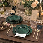 WDF 175Pcs Green Plastic Plates - Green Plates Disposable with Gold Rim - Christmas Plastic Plate - Fancy Disposable Dinnerware Sets 25 Guests Ideal for Party/Wedding/Birthday - Image 5