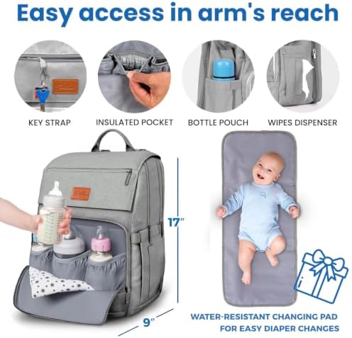Baby Diaper Bag Backpack - Baby Bags for Boys & Girls, Large Waterproof Diaper Backpack - Baby Shower Gifts & Registry Must Haves - Travel Diaper Bags with Changing Pad & Back Zipper - Baby Boy Stuff - Image 5