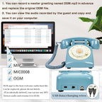 Audio Guest Book Wedding Phone,32GB Memory Customized Audio Messages, Volume Adjustable, with Message Replay Feature, Suitable for All Kinds of Party(Art Deco, Fresh-Blue) - Image 4