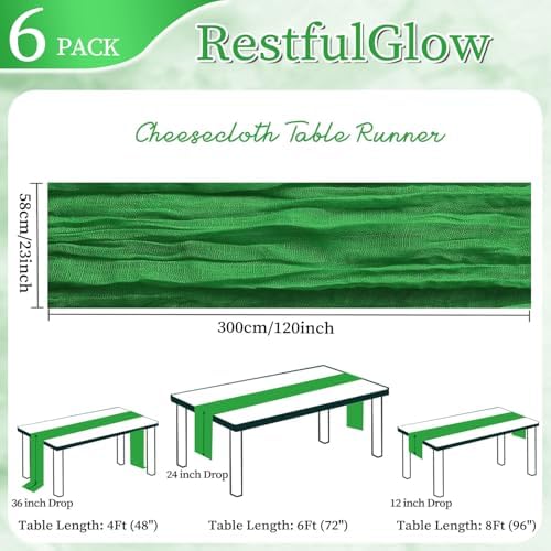 6 Pack Green Cheesecloth Table Runner 10Ft 23 x 120 Inch - Image 2