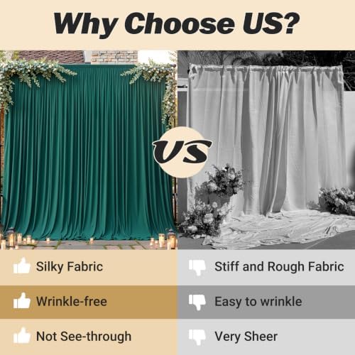 40ftx10ft Wrinkle Free Hunter Green Backdrop Curtain - 10 Feet Photography Backdrop Drapes, Silky Polyester Back Drop Cloth for Wedding Baby Shower Balloon Arch Background - Image 7