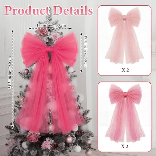 6 Pcs Big Pink Mesh Bows for Backdrop 31.5"x19.7" - Image 2