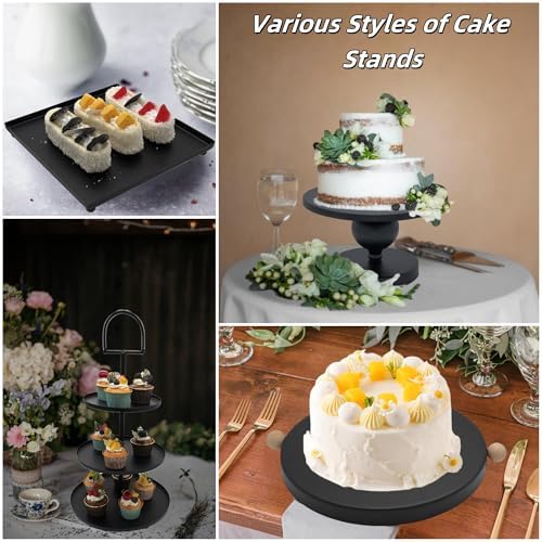 Set of 7 Black Cake Stands Metal Dessert Display Holder Table Decor - Image 3