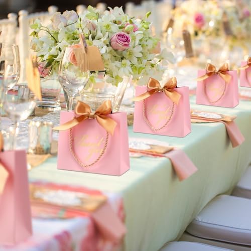Colarr 60 Pcs Small Thank You Gift Bags with Handles, Pink and Red Bag - Image 4