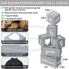 Gray Monthly Milestone Blocks with Bag. Baby Age Blocks for Girl or Boy Baby Photo Props. Month Baby Milestone Blocks with Grammatically Correct Month and Year - Image 4