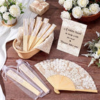 Leinuosen 51 Pcs Wedding Favors for Guests Bulk Vintage Lace Paper Fans - Image 6