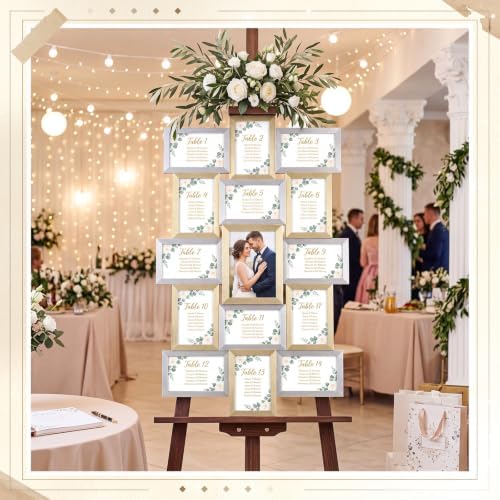 Mifoci 15 Pcs Wedding Frame for Seating Chart Board Display, Gold Silver Welcome Please Find Your Seat Sign, 6 & 7 Inch Frame Table Seating Chart Display for Baby Shower Wedding Reception Decorations - Image 6