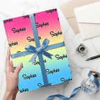 MyPupSocks Personalized Gradient Pink Yellow & Blue Wrapping Paper with Logo, Custom Name Gift Wrapping Paper Roll with Text for Friend Grandma Grandpa Birthday Wedding Christmas Gifts 58x23 5 Rolls - Image 5