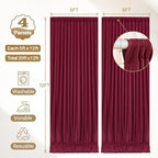 20x12ft Burgundy Backdrop Curtain Panels for Parties - Wrinkle Free Polyester Photo Curtain Backdrop Wedding Back Drop Fabric Drapes for Party Decorations Background for Photography - Image 4