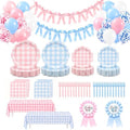 ArtSocket 162 Pack Baby Gender Reveal Party Supplies for 24 Guests, Gingham by ArtSocket