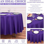 Showgeous 90 Inch Purple Round Tablecloths, Polyester Table Covers - Image 6