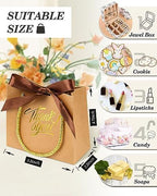 EQOREIIN Small Gift Bags, 100 Pack 4.5x1.8x3.9 Inches Kraft Paper Mini Thank You Bags with Bow Ribbon, Small Candy Party Favors Bag Bulk for Birthday Wedding Baby Shower (Brown) - Image 2