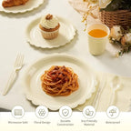 Goodluck Ivory Scalloped Disposable Tableware Set - 350PCS - Image 3