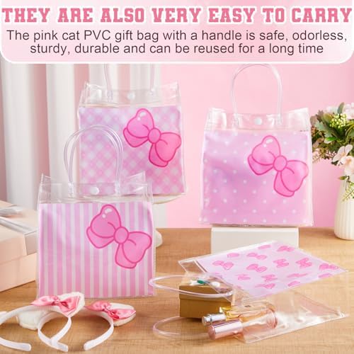 SmoothNovelty 24 Pcs Pink Cat Party Favor Bag Pink Bow Kitty - Image 6