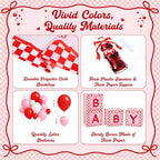 119Pcs She's Ready to Pop Baby Shower Decorations for Girl Soda Pop Theme Party Supplies with Red Pink White Balloon Garland Arch Kit Backdrop Tablecloth Banner Baby Boxes and Cake Toppers - Image 4