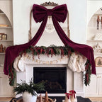 Wavwavw Christmas Giant Velvet Bow Decor Burgundy Red Big Bow 75x18 Inches - Image 2