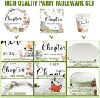 Hushee 200 Pcs Storybook Baby Shower Decorations Supplies A New Chapter Will Soon Begin Book Baby Shower Paper Plates Napkins Cups Library Reading Book Club Tableware Set for 50 Guest - Image 3