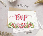 RSVP Postcards (Set Of 50) 4"X6" Blank With Mailing Side,RSVP Reply Response Cards For Wedding Floral Script Style Print Return Cards - Image 4