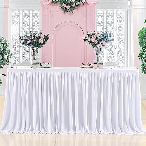 Table Skirt for Teacher Desk Classroom Wedding Baby Shower, White, 11ft - Image 4