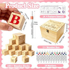 140 Pcs Baby Shower Blocks to Decorate Game Kit Includes Wooden Blocks Markers Game Sign Storage Box for Baby Shower Gender Reveal Activity Party Decorations - Image 2