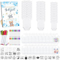 Panitay 100 Pcs White Baby Bodysuits Bibs Kit 25 Guests, Blue Bear by Panitay