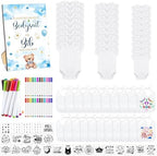 Panitay 100 Pcs White Baby Bodysuits Bibs Kit 25 Guests, Blue Bear by Panitay