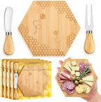 Ziliny 4 Set Baby Shower Prizes, Honey Bee Cheese Board Gifts, Hexagon by Ziliny