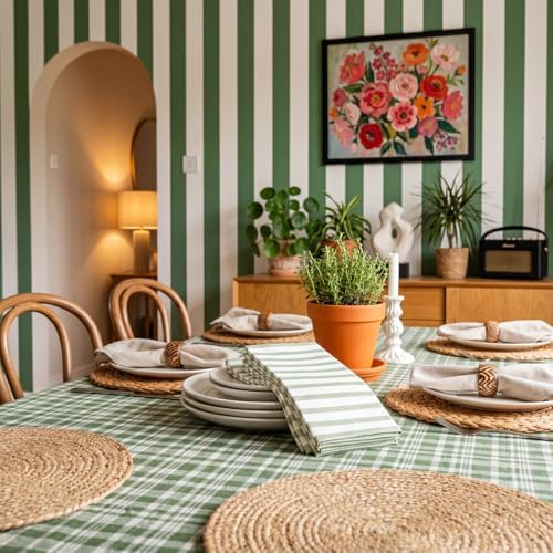 100 Pack Striped Linen-feel Napkins Bulk Striped, Sage Green - Image 6
