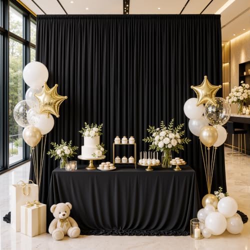 20×10 Black Curtains for Wedding Party Backdrop Decorations-4 Panel 5×10ft - Image 6