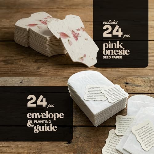 24 Favor Set, Pink Onesie Gift Wrap Tags with Wildflower Seeds - Image 3