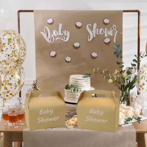 30Pcs 9 Inch Large Gable Gift Boxes, Brown Party Favor Treat Boxes, Lunch Box with Handles for Birthday Babyshower Wedding Activity Picnic - Image 5