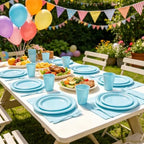 250Pcs Light Blue Plastic Party Plates and Napkins for Birthday,Baby Shower - Image 4
