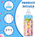 60 Pcs 4.5 Inch Baby Mini Milk Bottle Baby Shower Favor Fillable Feeding Bottle Candy Box Small Plastic Candy Container DIY Gift for Boy Girl Newborn Baptism Party Decor (Blue) - Image 3