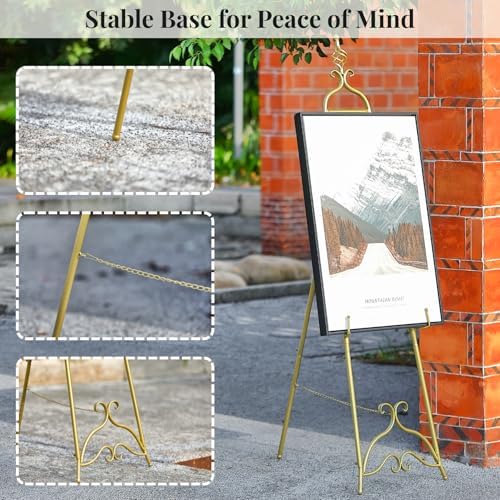 Gold Easel Stand for Sign 58.5” H Metal Large Adjustable - Image 4