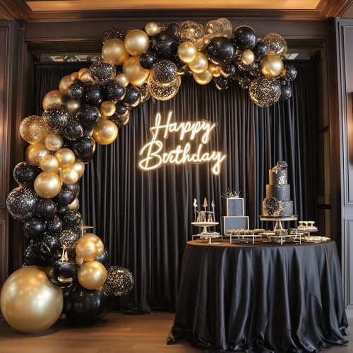 20x10ft Wrinkle Free Black Backdrop Curtain for Parties, Soft Black Photo Curtains Backdrop, Polyester Photo Backdrop Drapes for Birthday Party Baby Shower Photography Background - Image 2