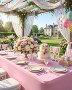 Fixwal 3 Pack 8FT Pink Birthday Tablecloth Spandex Fitted Table Cover - Image 2