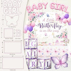 Party Inspo Butterfly Baby Shower Decorations for Girl – 146 PCs A Little Butterfly Is on Her Way Baby Shower Party Supplies Includes Purple & Pink Balloons, Backdrop, Cake Topper, Sash, Badges - Image 4