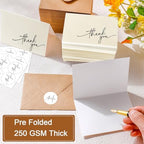 Gueevin 200 Pcs Thank You Cards with Envelopes Stickers, 3.5x5", Cream - Image 4
