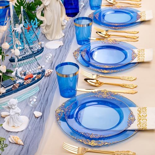 Hioasis 210 Pcs Blue Gold Plates for Graduation - Image 6