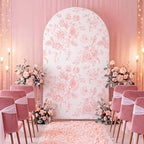 Tegeme Pink Floral Arch Cover 6.6ft Stretchy Party Arch Backdrop Cover - Image 5