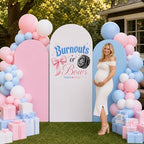 3PCS Burnouts or Bows Gender Reveal Decorations Arch Backdrop Cover 5ft 6ft Stretch Spandex Pink Blue Burnouts or Bows Backdrop for He or She Gender Reveal Baby Shower Party Supplies Photo Props - Image 5