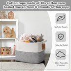 Goodpick 50L Large Woven Rope Storage Basket with Handles, Light Gray - Image 5
