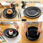 Ciaell 175 Piece Black and Gold Plastic Plates for Weddings Parties - Image 5