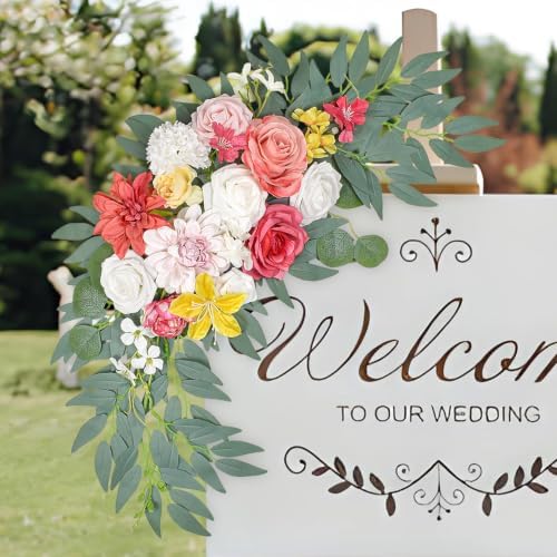 Finphoon Hot Pink Wedding Arch Flowers Set of 2 - Image 6