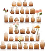 Set of 36 Glass Bud Vases Small Flower Vases for Centerpieces(Amber) by JALANCY