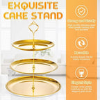 Gerrii 2 Pack 3 Tier Cupcake Stand Serving Tray Metal,Gold - Image 4
